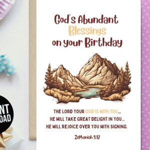 Printable Birthday Card Christian Bible Scripture Downloadable Digital ...