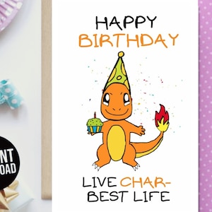 Printable Birthday Card. Downloadable Birthday Card. Digital Instant Download. Print At Home Char- Best Life Poke Birthday ECard