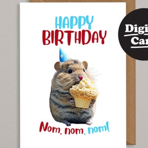 Printable Birthday Card Cute Hamster Downloadable Digital Birthday Card Instant Download Print at Home