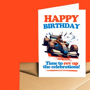 Cartão de aniversário imprimível Cartão de aniversário legal para impressão Cartão de aniversário de corrida de carro para download Cartão de aniversário digital Download instantâneo