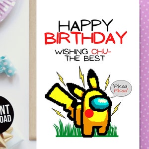 Printable Birthday Card Comedy Printable Birthday Card Downloadable Birthday Card Digital Birthday Card Instant Download Among Poke Pika