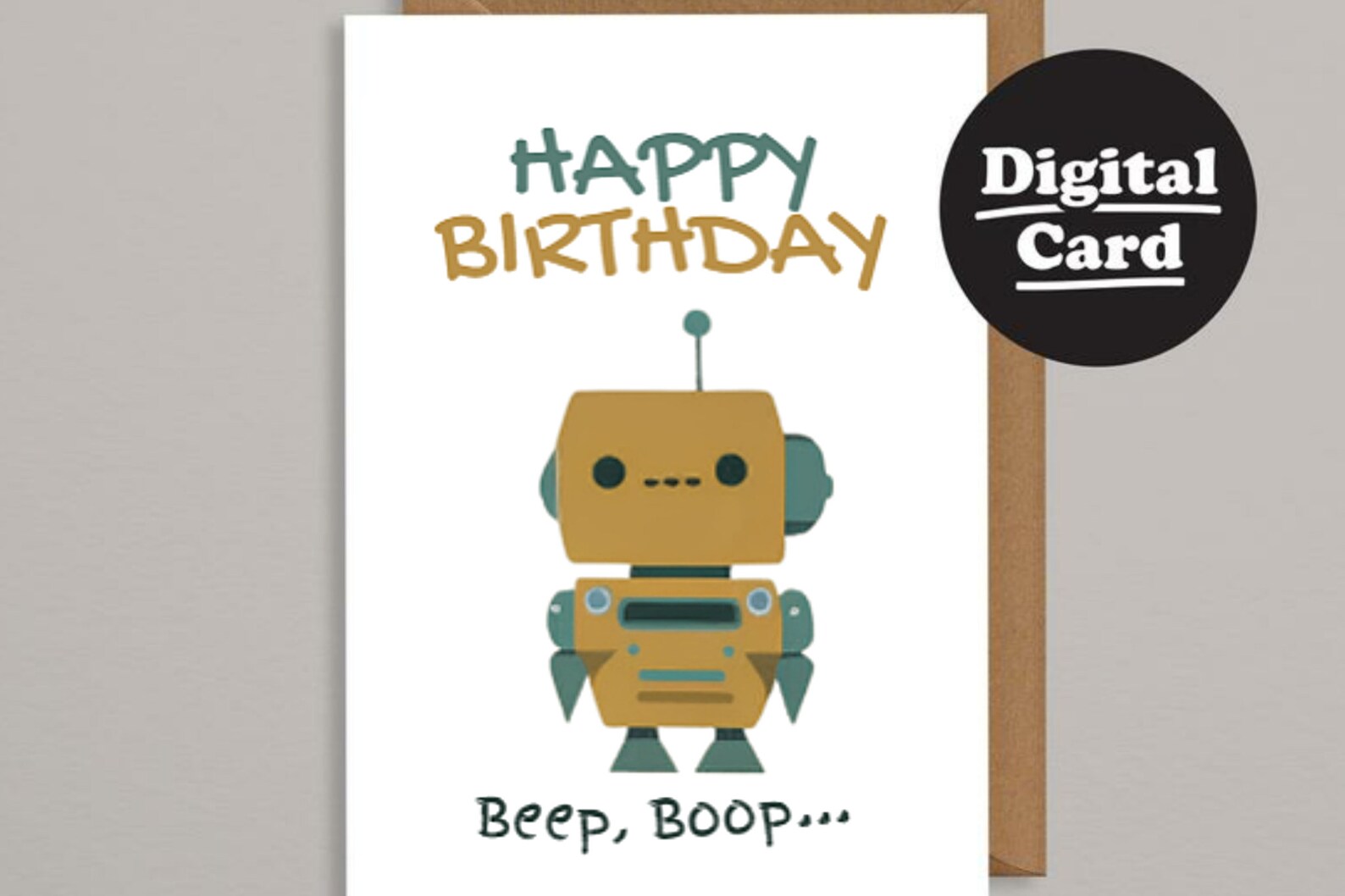 Printable Birthday Card Cute Robot Downloadable Digital Birthday Card ...