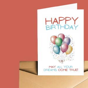 Printable Birthday Card Downloadable Happy Birthday Card Digital Instant Download