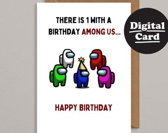 PRINTABLE Among Us Birthday Card AMONG US Instant Download - Etsy