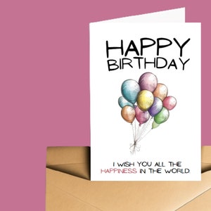 Printable Birthday Card Downloadable Happy Birthday Card Digital Instant Download