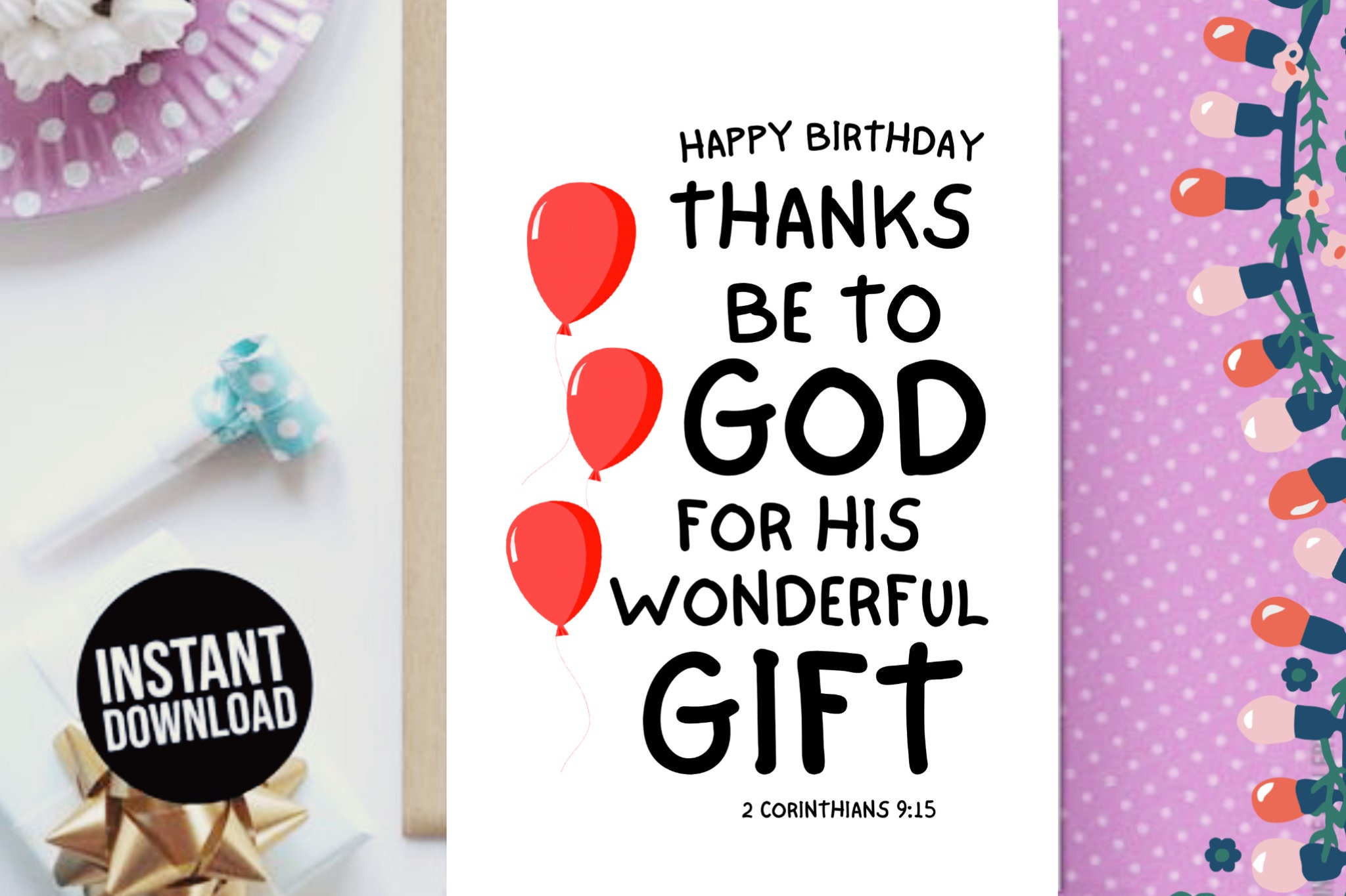 Printable Birthday Card Christian Thank God Greeting Card Downloadable ...