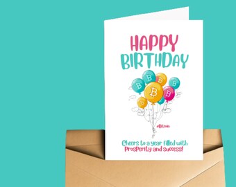 Printable Birthday Card Downloadable Happy Birthday Digital Instant Download Balloons Card
