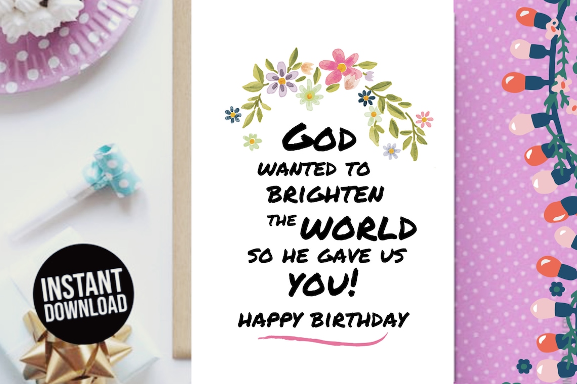 Printable Birthday Card God's Love Christian Greeting Card Downloadable ...