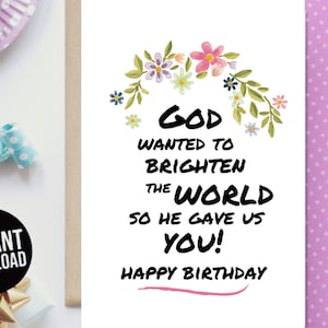 Printable Birthday Card God's Love Christian  Greeting Card Downloadable Digital Card Instant Download Birthday Print At Home Brighter World