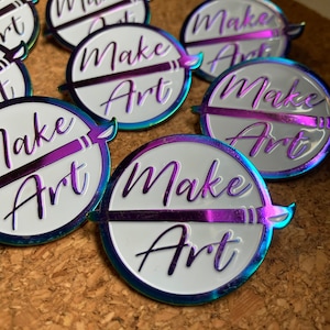 White Enamel Pin, Rainbow Color Pin, Soft Enamel Pin, Artist Pin, Artist Gift, Art Teacher Gift, Artist Badge, Make Art