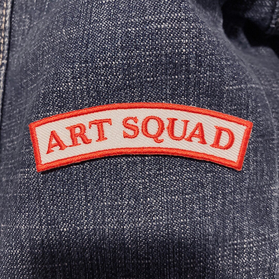 Art Squad - Red & White Embroidered Iron on Patch, Artist Patch, Art ...