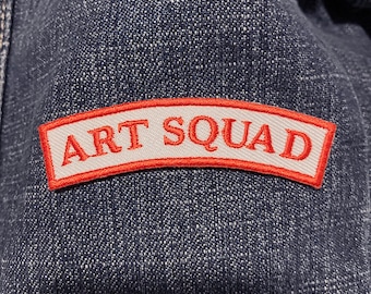 Art Squad - Red & White embroidered iron on patch, artist patch, art patch