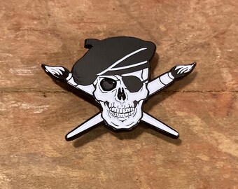 Pirate Artist Pin, Soft Enamel Pin, Skull Pin, Artist Badge