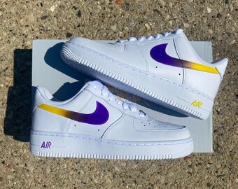 yellow and purple air force ones