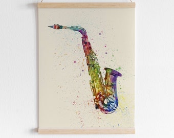 musical poster sax wall art saxophone watercolor. sax poster Saxophone music watercolour print music sheet art poster of sax