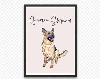 German Shepherd Dog Print | Pet Lover Wall Art