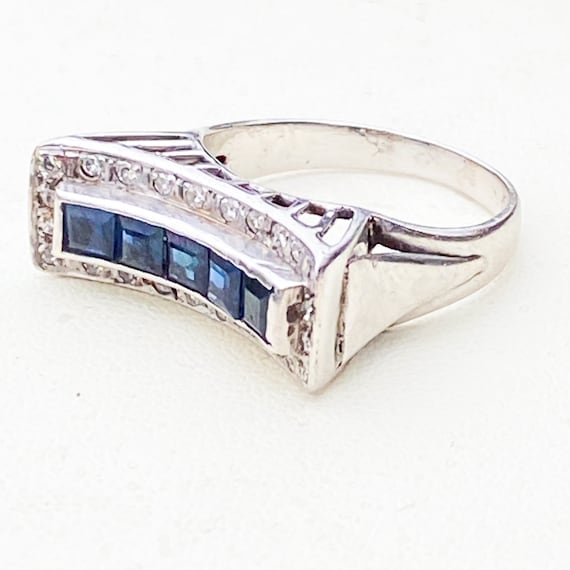 Art Deco sapphire and diamond ring, Ceylon sapphi… - image 2