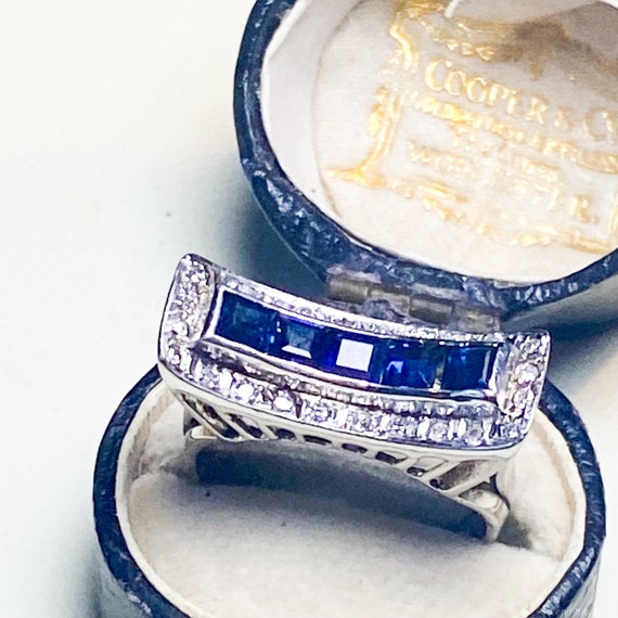 Art Deco sapphire and diamond ring, Ceylon sapphi… - image 1