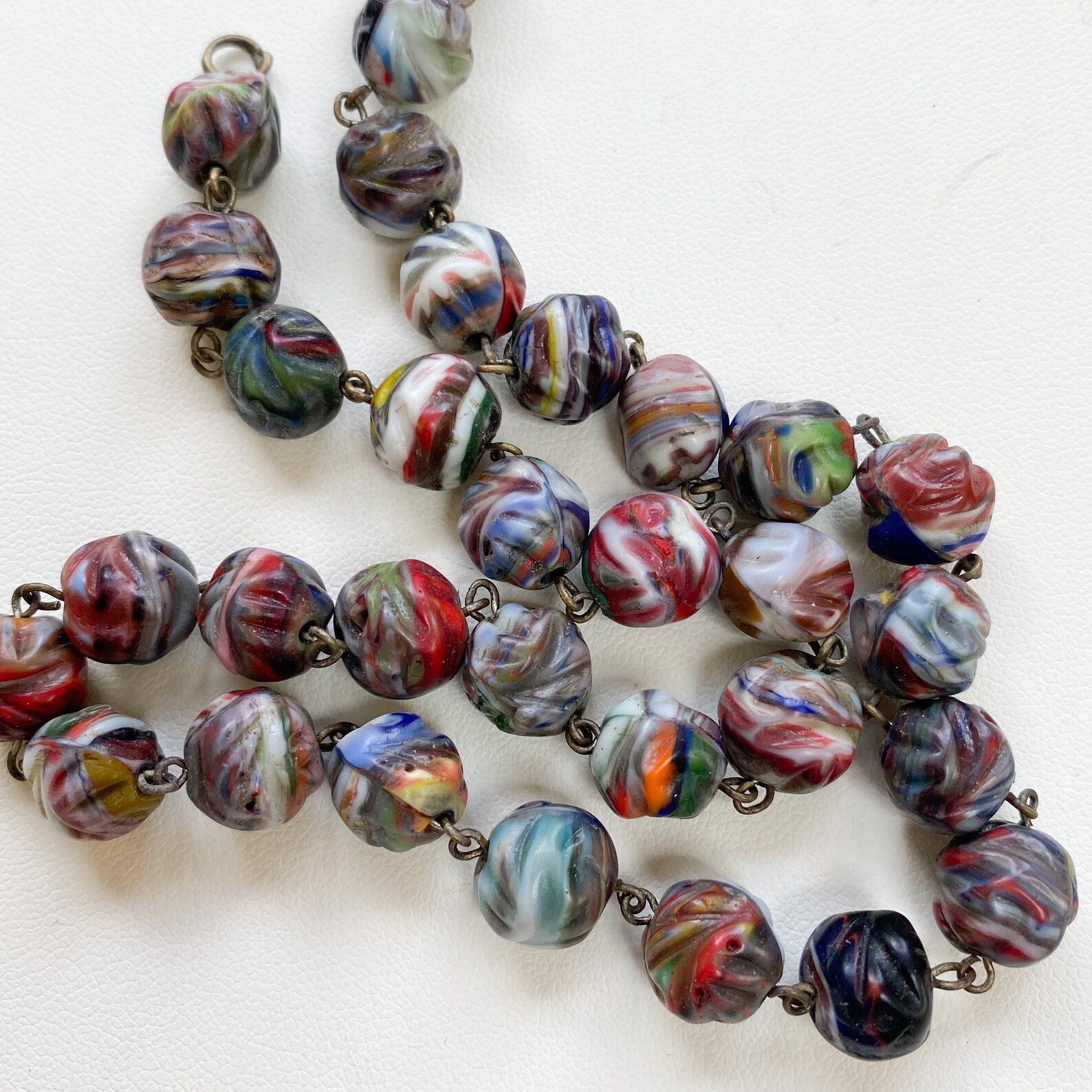 Vintage uranium glass beads. Rare end of day moulded multi Etsy