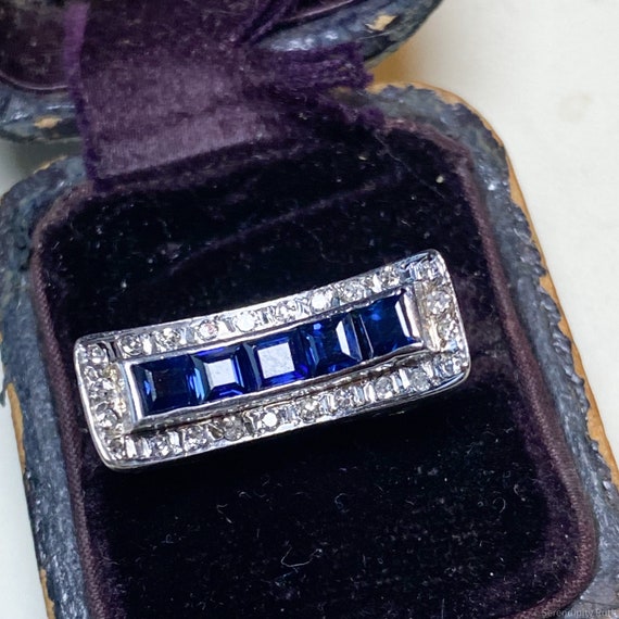 Art Deco sapphire and diamond ring, Ceylon sapphi… - image 5
