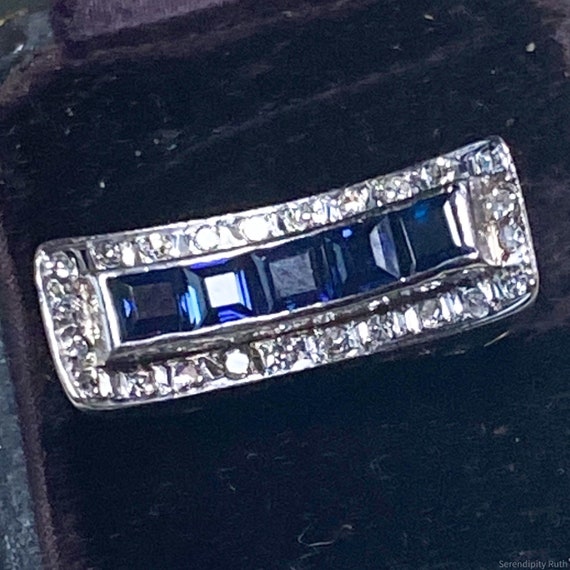 Art Deco sapphire and diamond ring, Ceylon sapphi… - image 7