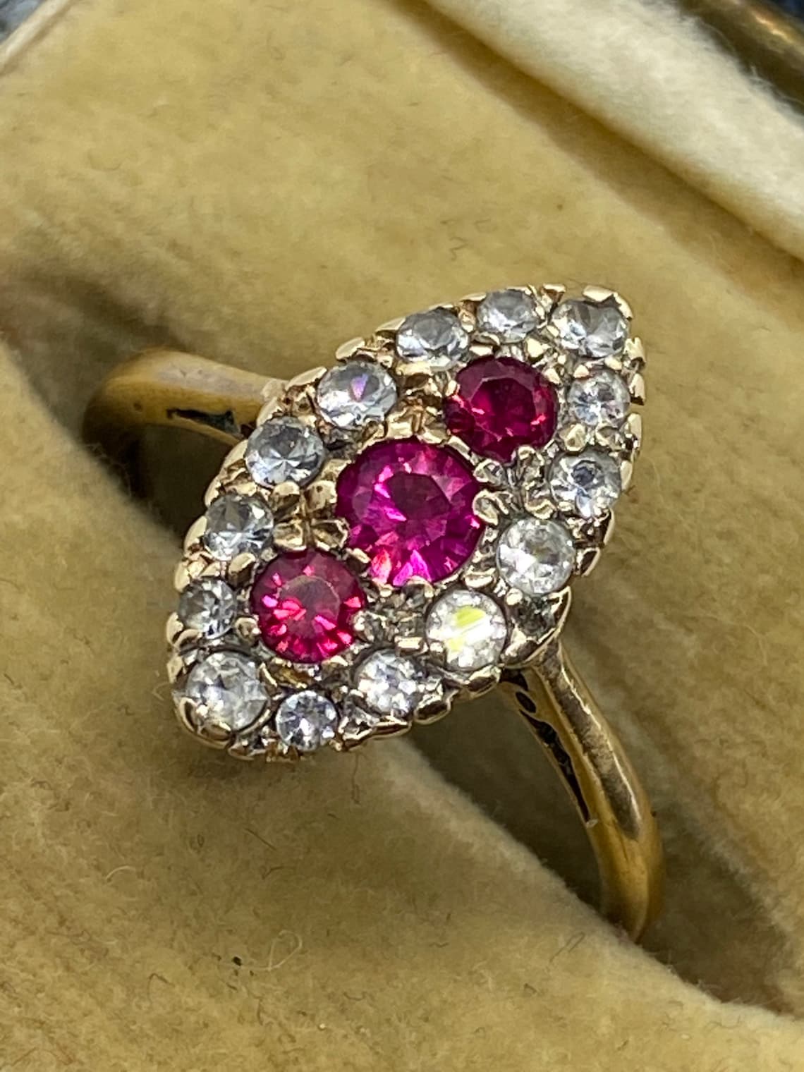 Antique ruby ring marquise ring vintage womens ring solid | Etsy