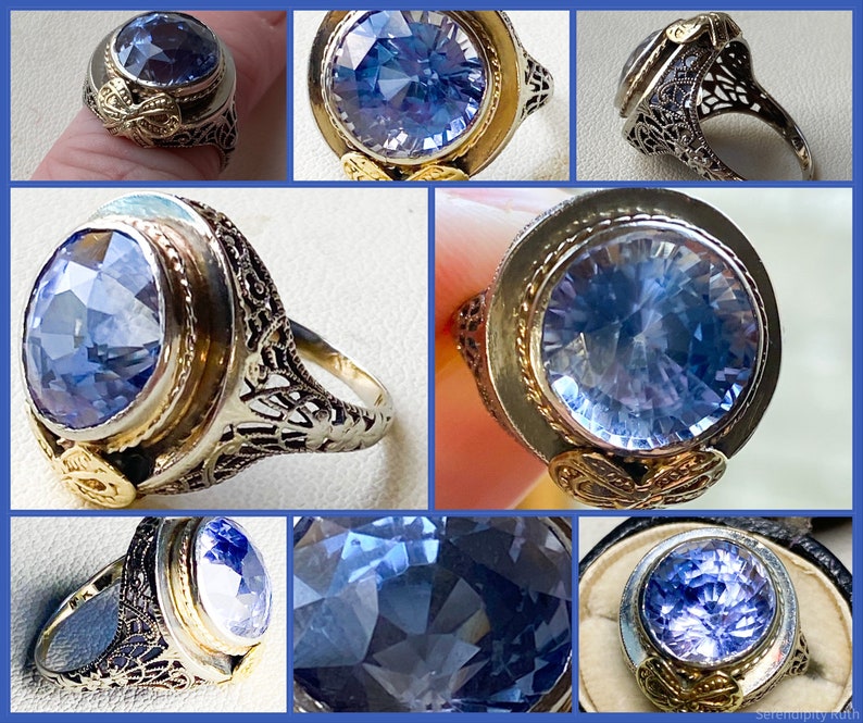 Antique sapphire ring, lavender colour change sapphire, Belle Ép Antique sapphire ring, lavender colour change sapphire, Belle Ép