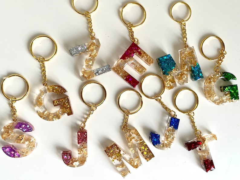 Personalised Handmade Resin Glitter Keychains, Customised Glitter