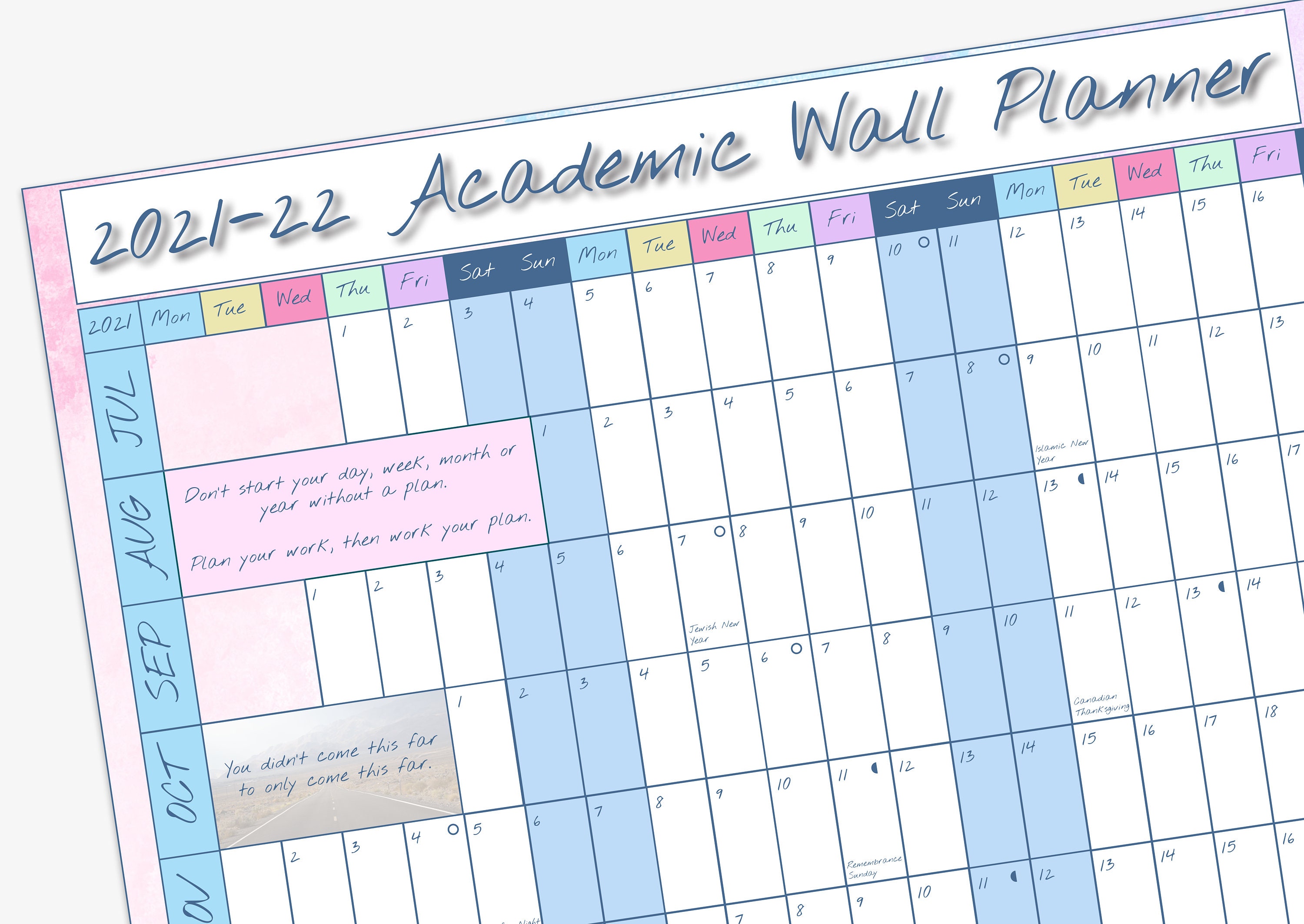202122 Academic Wall Planner Digital Wall Calendar Etsy
