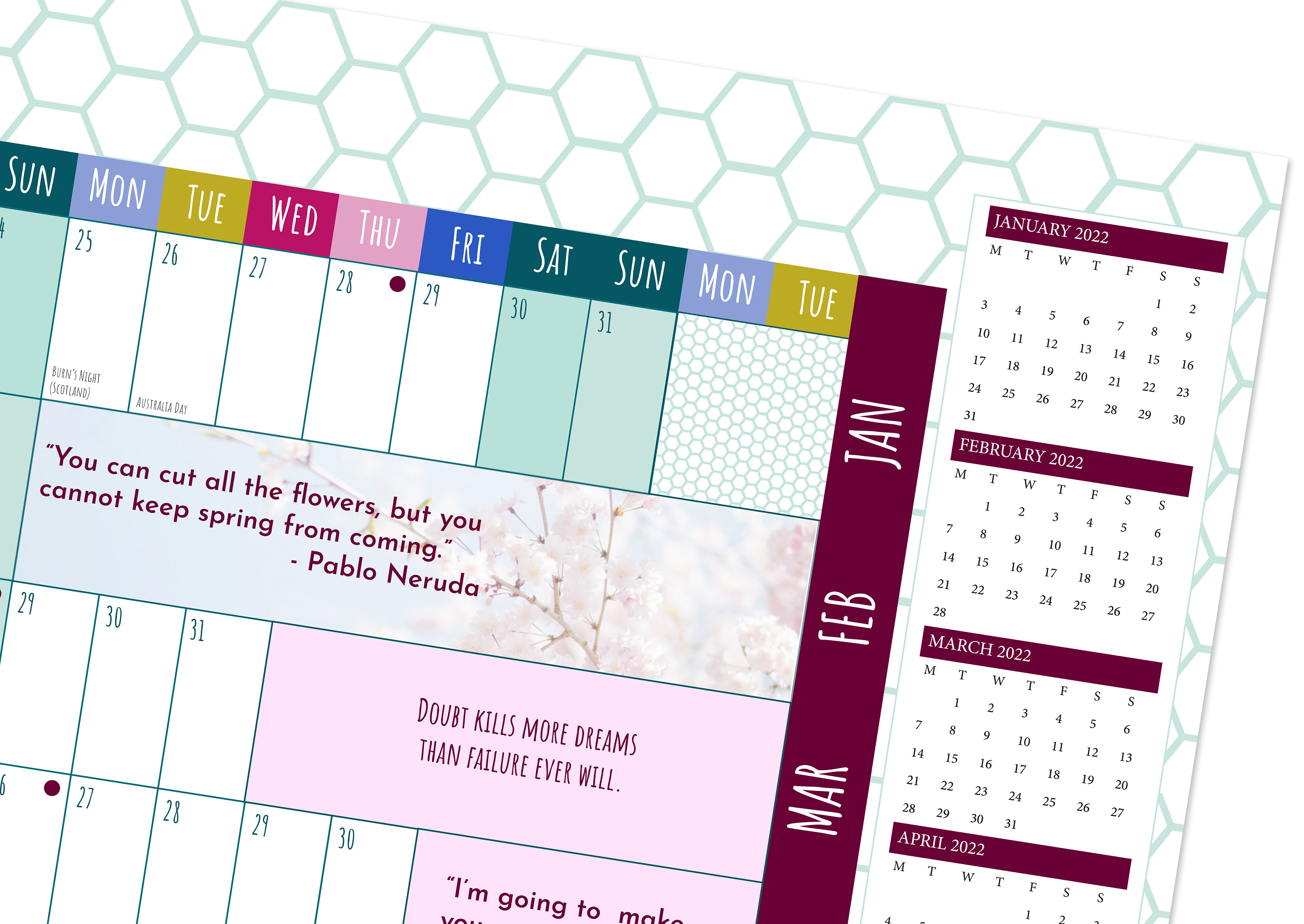 202122 Academic Wall Planner Digital Wall Calendar Etsy