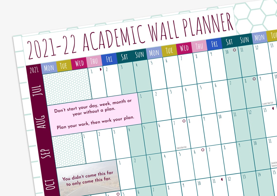 202122 A1 Academic Wall Planner A1 Size Calendar Year Etsy