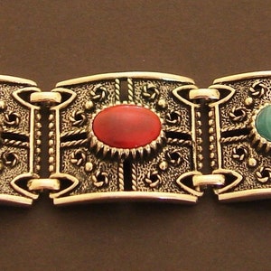 Vintage Sarah Coventry Granada Bracelet, Stunning Antiqued Gold-Tone with Colorful Stone Accents