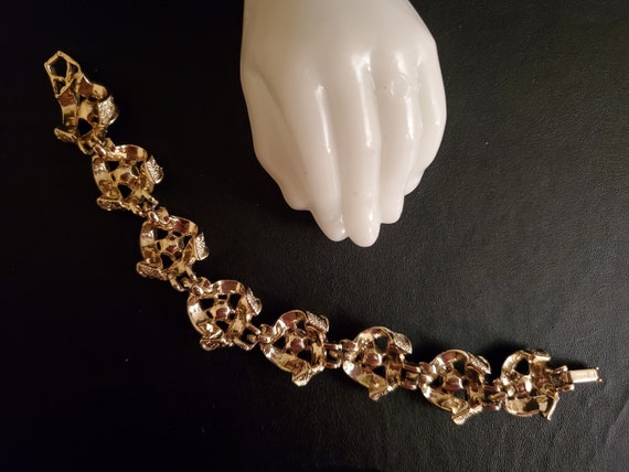 Vintage Gold-Tone Bracelet with Sparkling Aurora … - image 8
