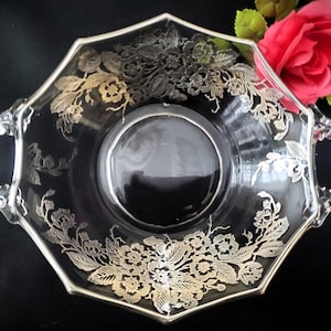Vintage Silver Overlay Candy Dish, Blossom Time Collection, Elegance for your Home Decor