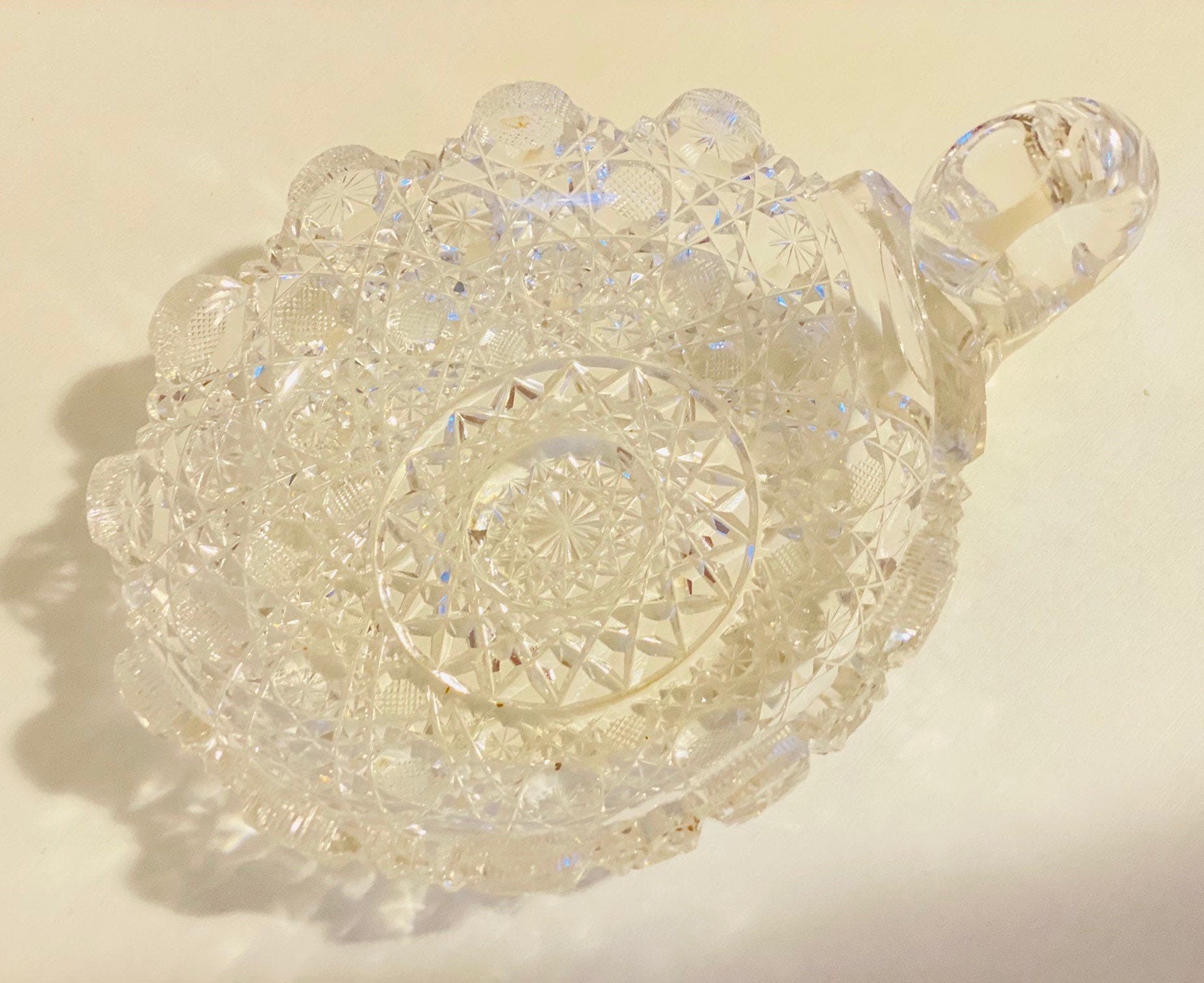 Vintage Crystal Candy Dish with handle Etsy