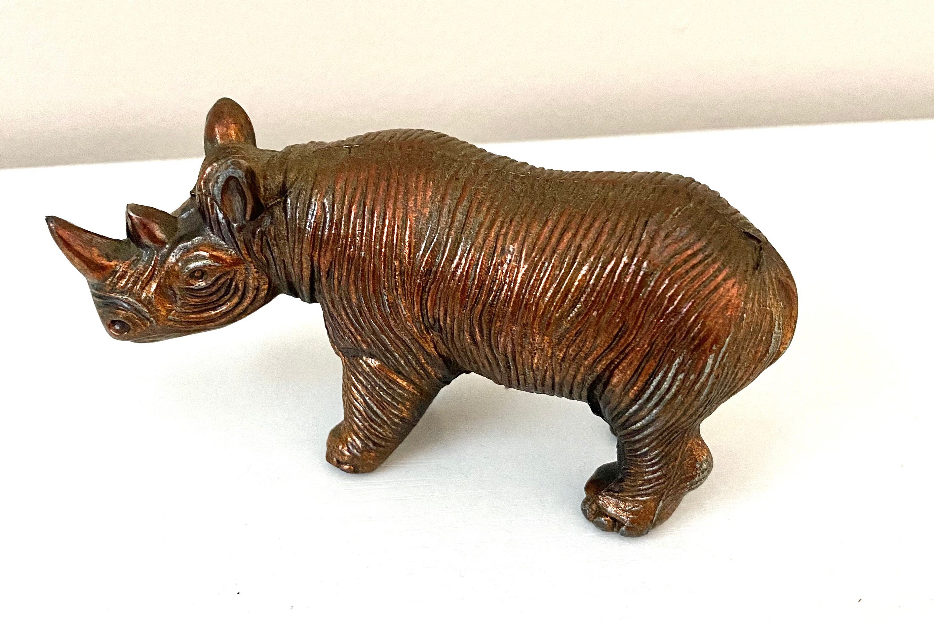 Vintage Brass Rhinoceros Figurine Etsy