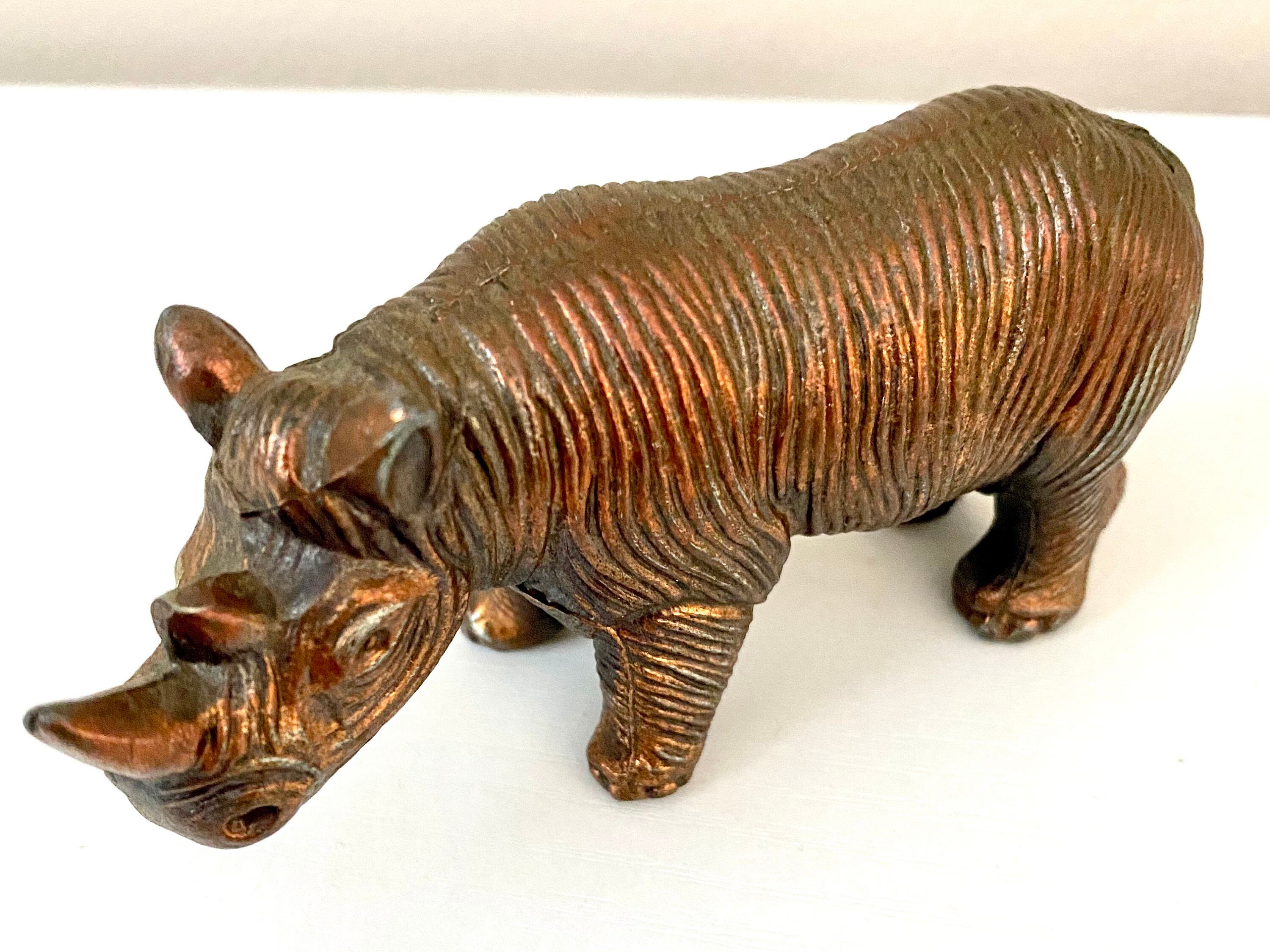 Vintage Brass Rhinoceros Figurine Etsy