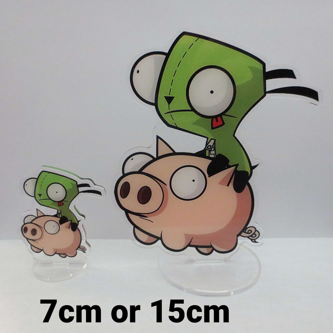 Cute Gir Riding Pig Invader Zim Acrylic Stand Office Desk Gift Etsy