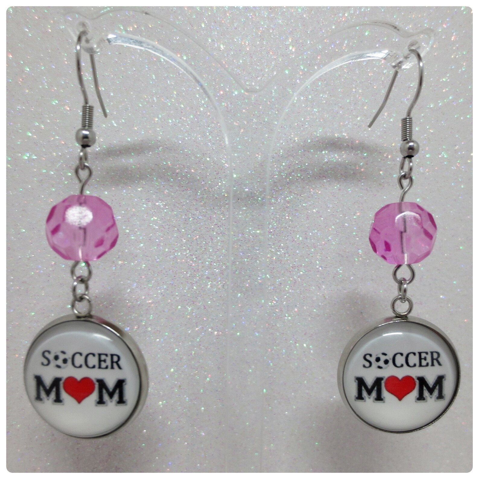 Soccer Mom Earrings with Glass Bead multiple bead color Etsy