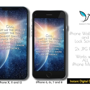 Serenity Prayer, iPhone Wallpaper, iPhone Lock Screen, Alcoholics Anonymous, Narcotics Anonymous, Addiction Recovery, Affirmation