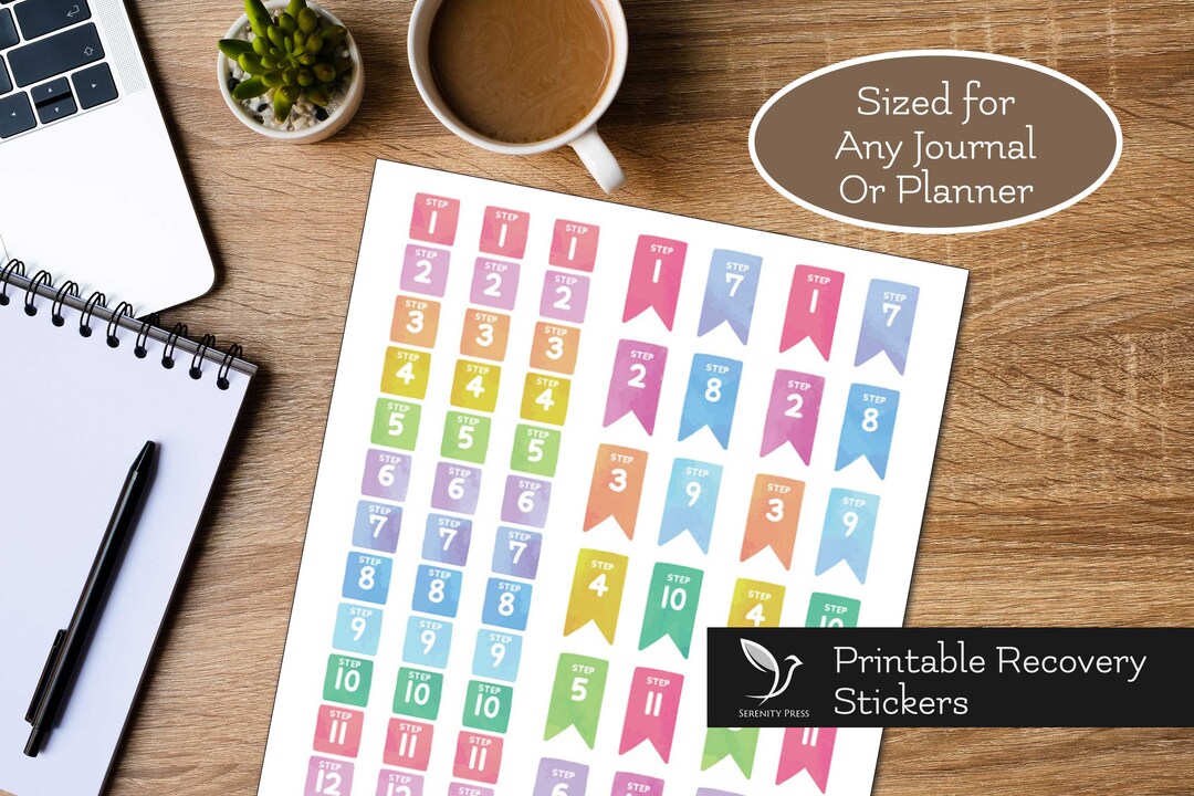 Pretty 12 Step Recovery Printable Stickers, Digital Recovery Journal ...