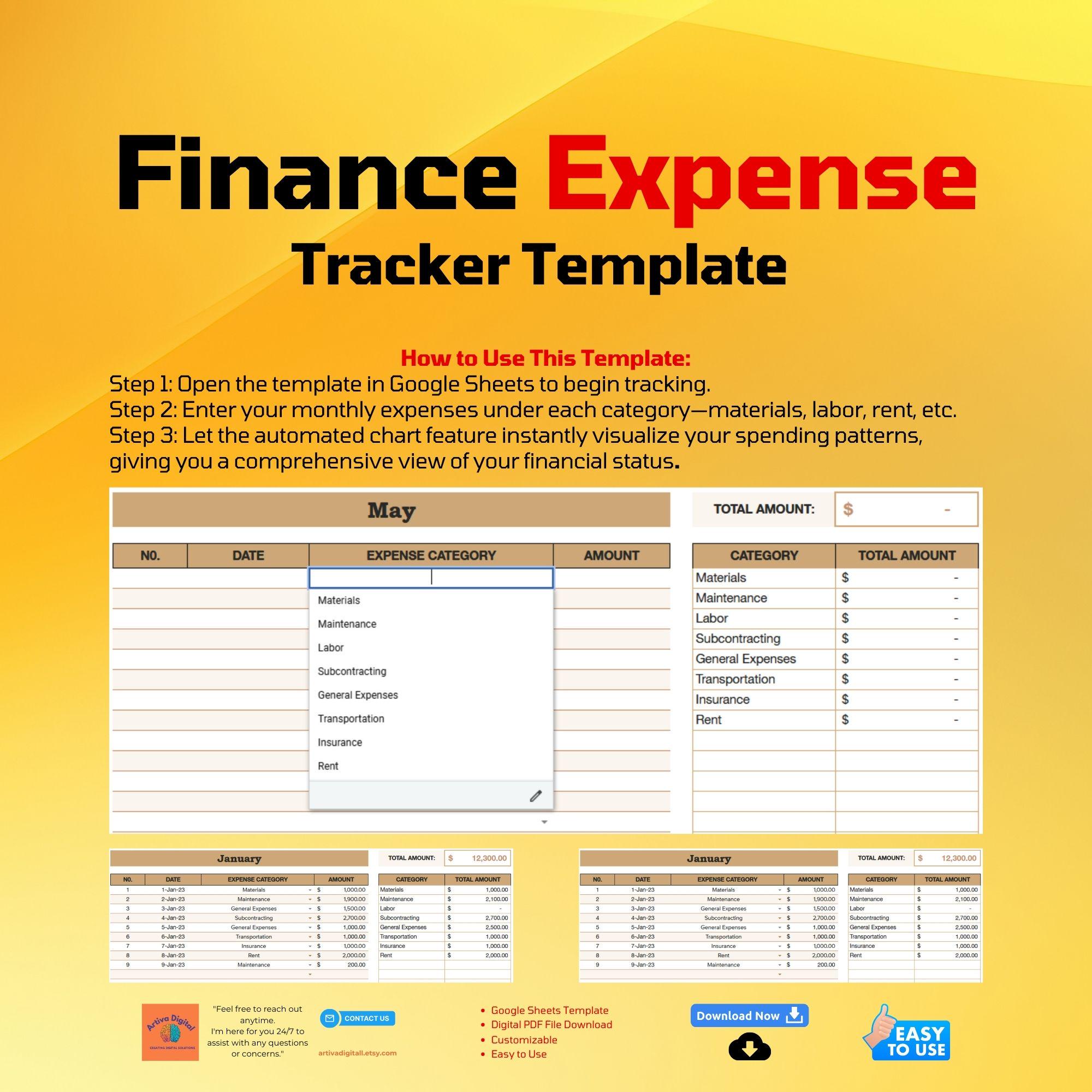 Finance Expense Tracker Template, Monthly Budget Planner, Personal ...