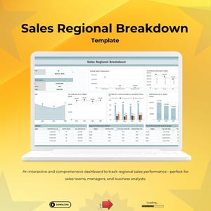 Sales Regional Breakdown Template, Google Sheets Dashboard, Region Sales Tracker, Sales Report Template, Analytics Spreadsheet