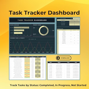 Task Tracker Dashboard Template | Google Sheets for Task Management, Team Progress, Priority Tracking & Project Status Overview