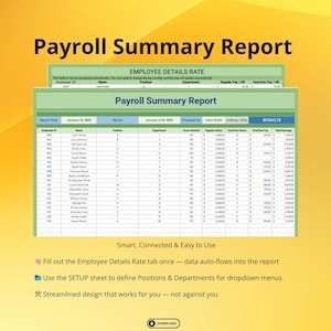 Payroll Summary Report Template | Google Sheets Salary Tracker | Employee Payroll Log | HR Payment Report Spreadsheet