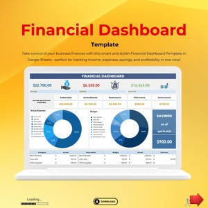 Financial Dashboard Template, Google Sheets Budget vs. Actual Tracker, Income Expense Summary Log, Editable Finance Sheet