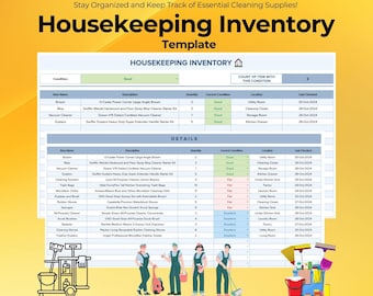 Housekeeping Inventory Template, Cleaning Supplies Tracker, Home Maintenance Checklist, Household Stock Organizer, Supply Management Sheet