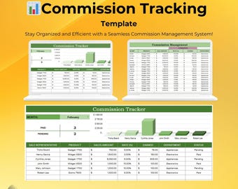Commission Tracking Template, Google Sheets Sales Incentive Tracker, Rep Commission Report, Commission Calculator, Earnings Log