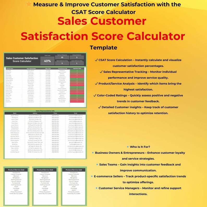 Sales Customer Satisfaction Score Calculator Template, Google Sheets ...