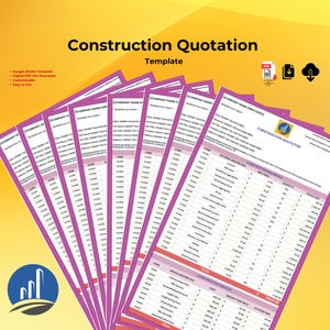 Construction Quotation Template, Editable Quote Template, Construction Estimate, Contractor Bid Form, Project Pricing Spreadsheet